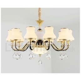 Lustre de cristal de luxo retrô rústico com cúpula de vidro