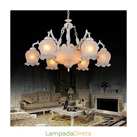 Lustre Branco Europeu Retro Clássico Lustre Branco Europeu Retro Clássico