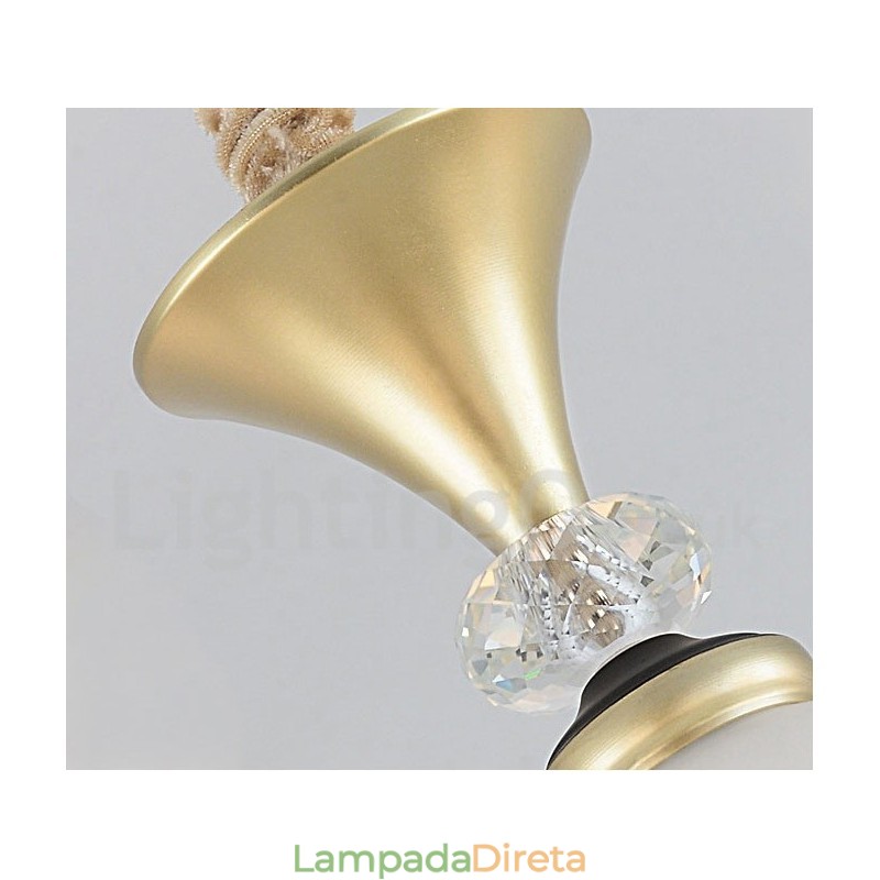 Lustre de cristal de luxo retrô rústico de 12 luzes com cúpula de vidro