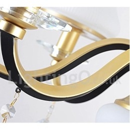 Lustre de cristal de luxo retrô rústico de 12 luzes com cúpula de vidro
