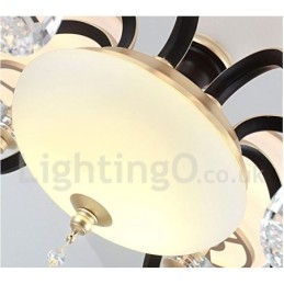 Lustre de cristal de luxo retrô rústico de 12 luzes com cúpula de vidro