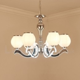 Lustre moderno e contemporâneo de luxo com 6 luzes e cúpula de vidro