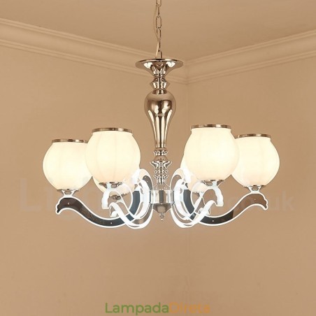 Lustre moderno e contemporâneo de luxo com 6 luzes e cúpula de vidro Lustre moderno e contemporâneo de luxo com 6 luzes e cúpula de vidro