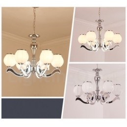 Lustre moderno e contemporâneo de luxo com 6 luzes e cúpula de vidro