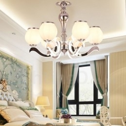 Lustre moderno e contemporâneo de luxo com 6 luzes e cúpula de vidro