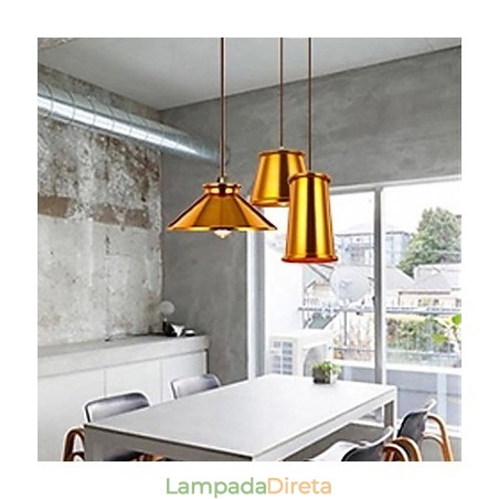 Lustre Mini Estilo Moderno Contemporâneo Metal 3 Luzes Pendentes Lustre Mini Estilo Moderno Contemporâneo Metal 3 Luzes Pendentes