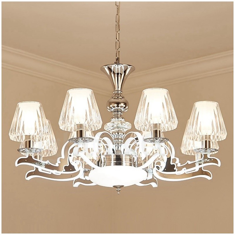 Lustre de cristal de luxo retrô rústico com cúpula de vidro
