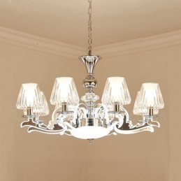 Lustre de cristal de luxo retrô rústico com cúpula de vidro