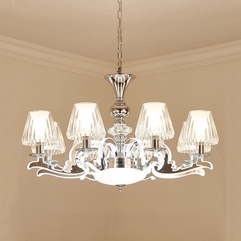 Lustre de cristal de luxo retrô rústico com cúpula de vidro