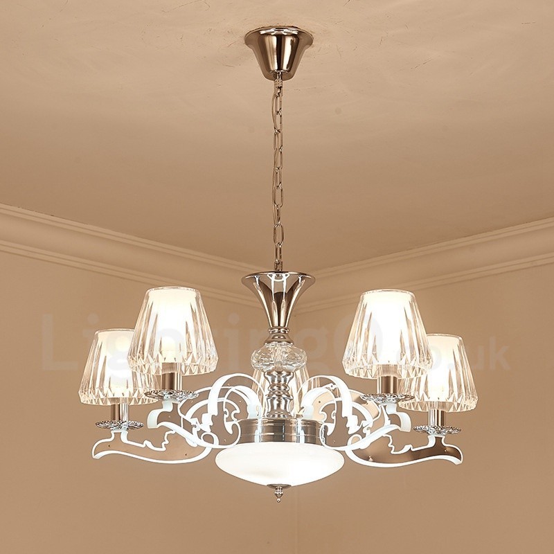 Lustre de cristal de luxo retrô rústico com cúpula de vidro