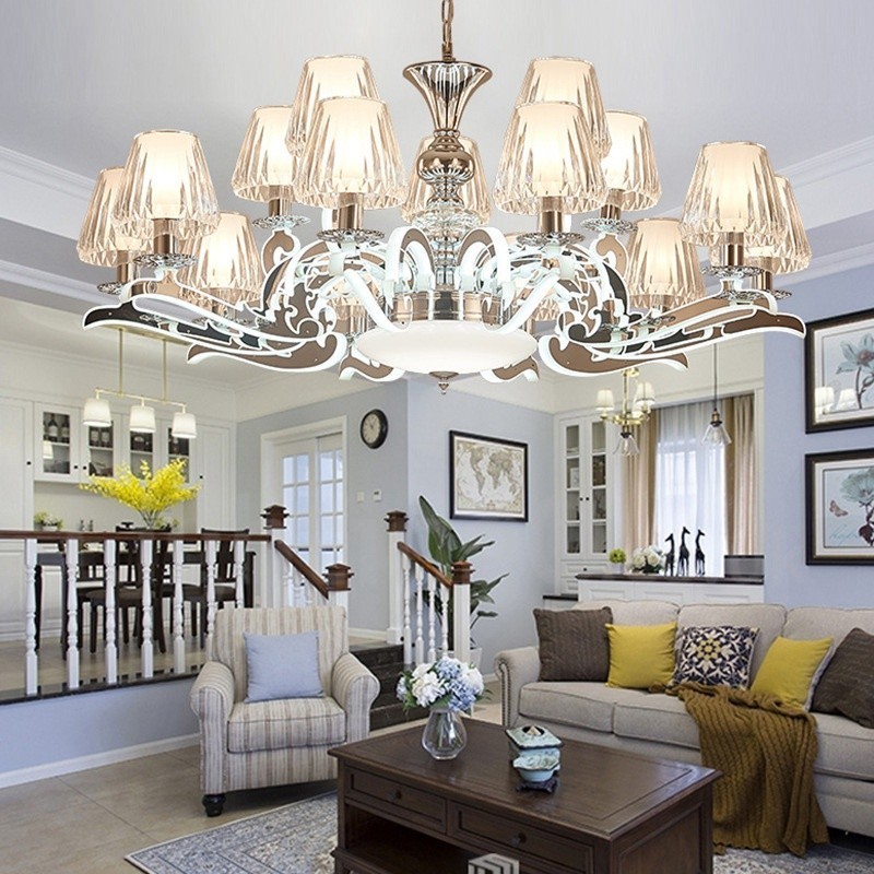 Lustre de cristal de luxo retrô rústico com cúpula de vidro