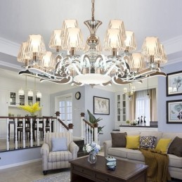 Lustre de cristal de luxo retrô rústico com cúpula de vidro