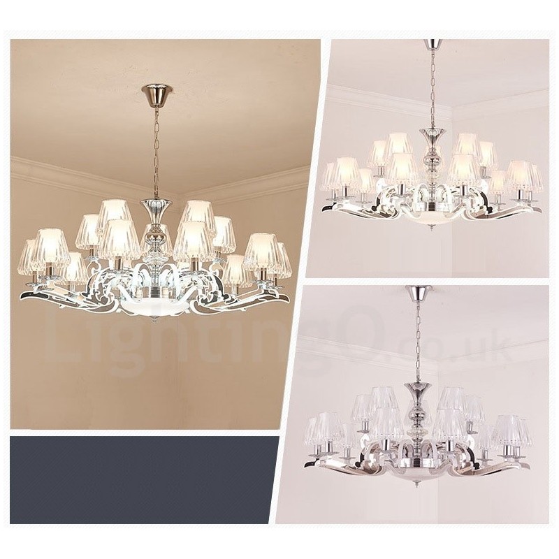 Lustre de cristal de luxo retrô rústico com cúpula de vidro