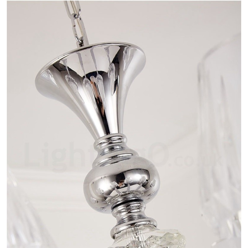 Lustre de cristal de luxo retrô rústico com cúpula de vidro