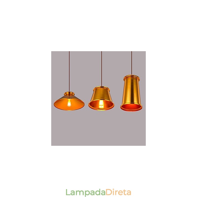 Lustre Mini Estilo Moderno Contemporâneo Metal 3 Luzes Pendentes