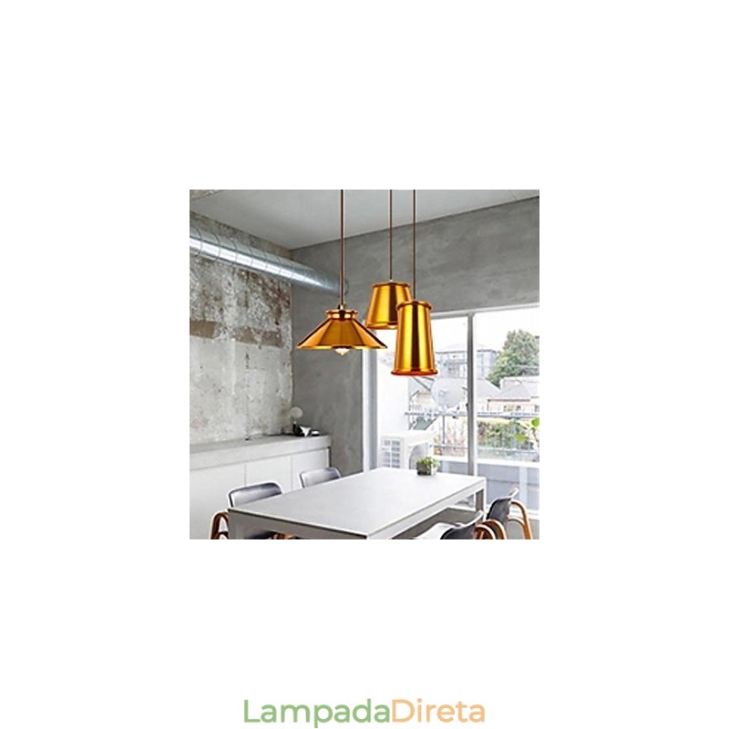 Lustre Mini Estilo Moderno Contemporâneo Metal 3 Luzes Pendentes