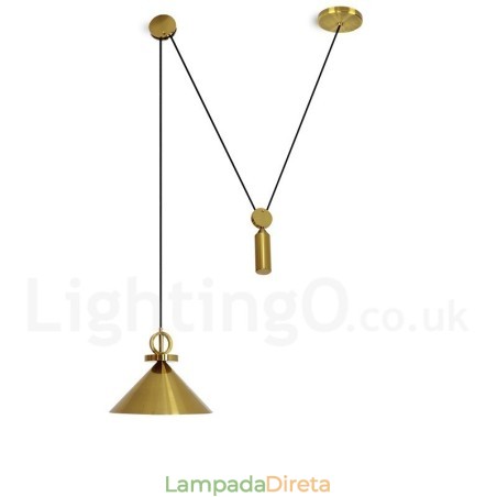 Luminária pendente estilo nórdico moderno contemporâneo de cobre puro, luminária de teto de latão com elevação e queda Luminária pendente estilo nórdico moderno contemporâneo de cobre puro, luminária de teto de latão com elevação e queda