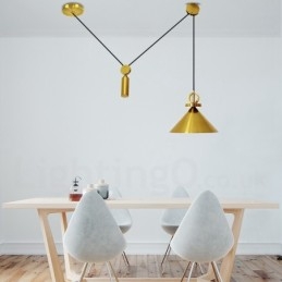 Luminária pendente estilo nórdico moderno contemporâneo de cobre puro, luminária de teto de latão com elevação e queda