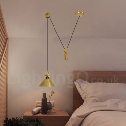 Luminária pendente estilo nórdico moderno contemporâneo de cobre puro, luminária de teto de latão com elevação e queda