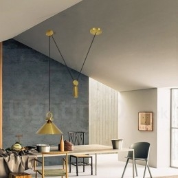 Luminária pendente estilo nórdico moderno contemporâneo de cobre puro, luminária de teto de latão com elevação e queda