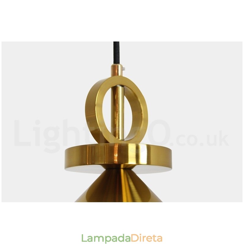Luminária pendente estilo nórdico moderno contemporâneo de cobre puro, luminária de teto de latão com elevação e queda