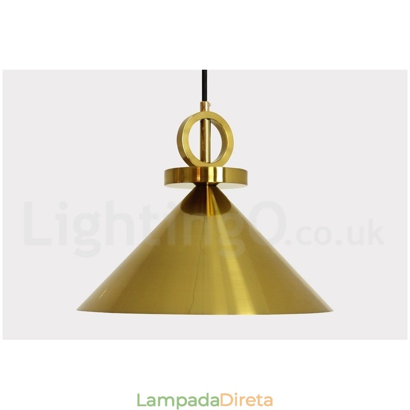 Luminária pendente estilo nórdico moderno contemporâneo de cobre puro, luminária de teto de latão com elevação e queda
