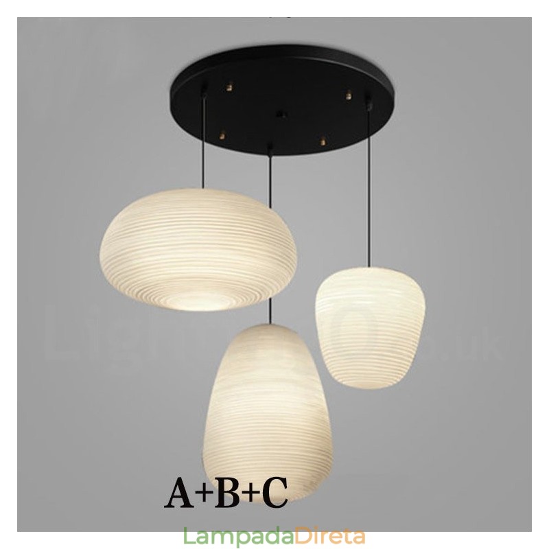 1 Luminária de teto pendente contemporânea moderna com cúpula de vidro