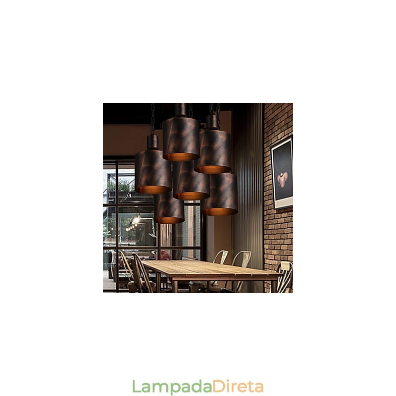 Lustre rústico Lodge Drum Metal Pendant Light