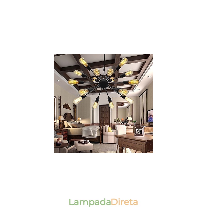 Lustre minimalista radial de 18 luzes estilo norte-americano