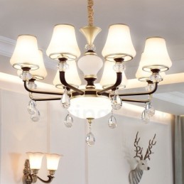 Lustre moderno contemporâneo retrô de luxo em cristal com abajur de vidro