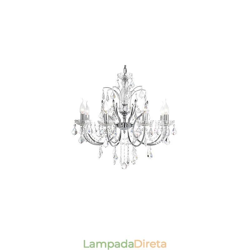 Lustre de Cristal Elegante com 8 Luzes
