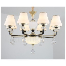 Lustre moderno contemporâneo retrô de luxo em cristal com abajur de vidro