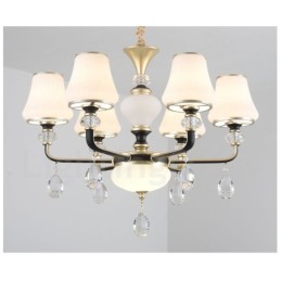Lustre moderno contemporâneo retrô de luxo em cristal com abajur de vidro