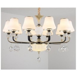Lustre moderno contemporâneo retrô de luxo em cristal com abajur de vidro