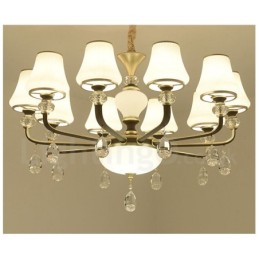 Lustre moderno contemporâneo retrô de luxo em cristal com abajur de vidro