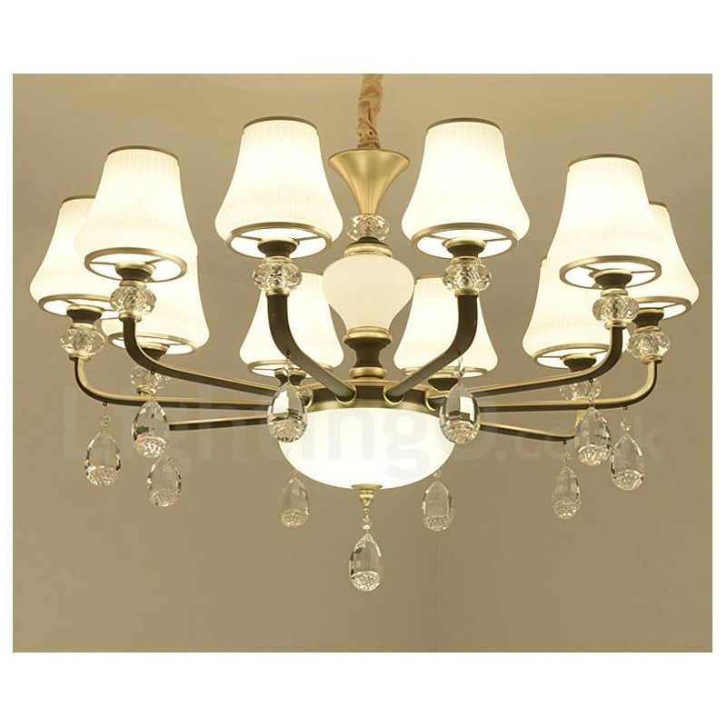 Lustre moderno contemporâneo retrô de luxo em cristal com abajur de vidro