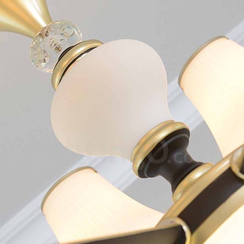 Lustre moderno contemporâneo retrô de luxo em cristal com abajur de vidro