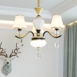 Lustre moderno contemporâneo retrô de luxo em cristal com abajur de vidro
