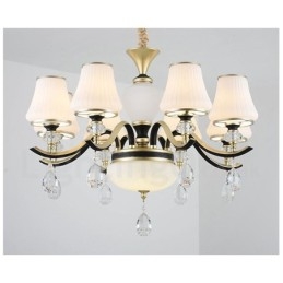 Lustre moderno contemporâneo retrô de luxo em cristal com abajur de vidro