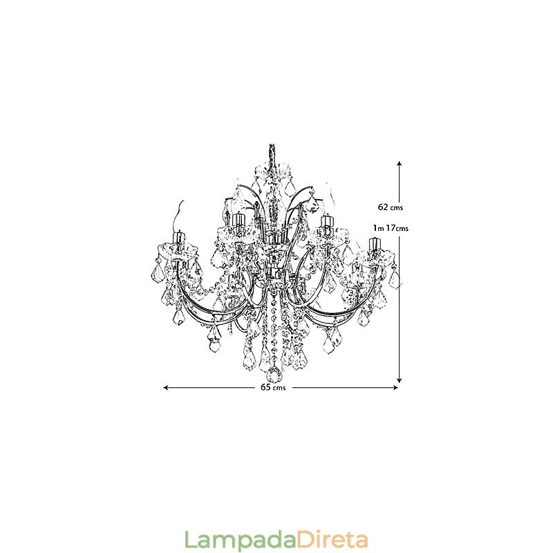 Lustre de Cristal Elegante com 8 Luzes