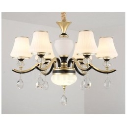 Lustre moderno contemporâneo retrô de luxo em cristal com abajur de vidro