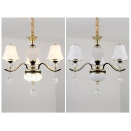 Lustre moderno contemporâneo retrô de luxo em cristal com abajur de vidro