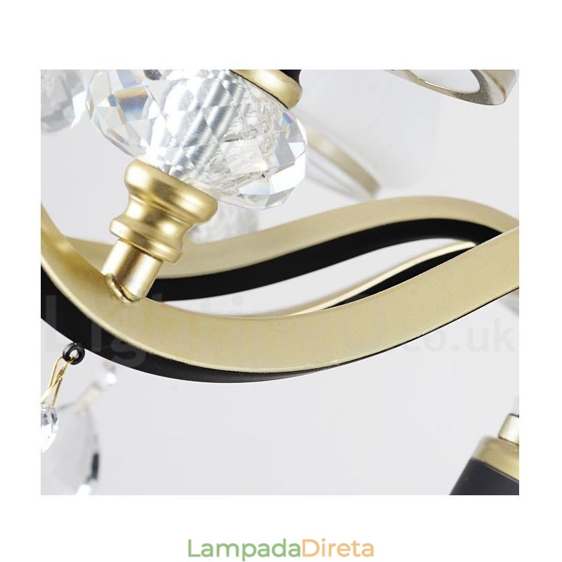 Lustre moderno contemporâneo retrô de luxo em cristal com abajur de vidro