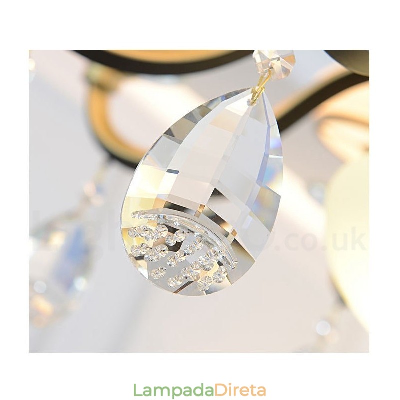 Lustre moderno contemporâneo retrô de luxo em cristal com abajur de vidro