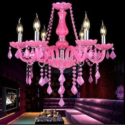 Lâmpada de café Projeto Light Candle Cristal Luminária Pendente Rosa