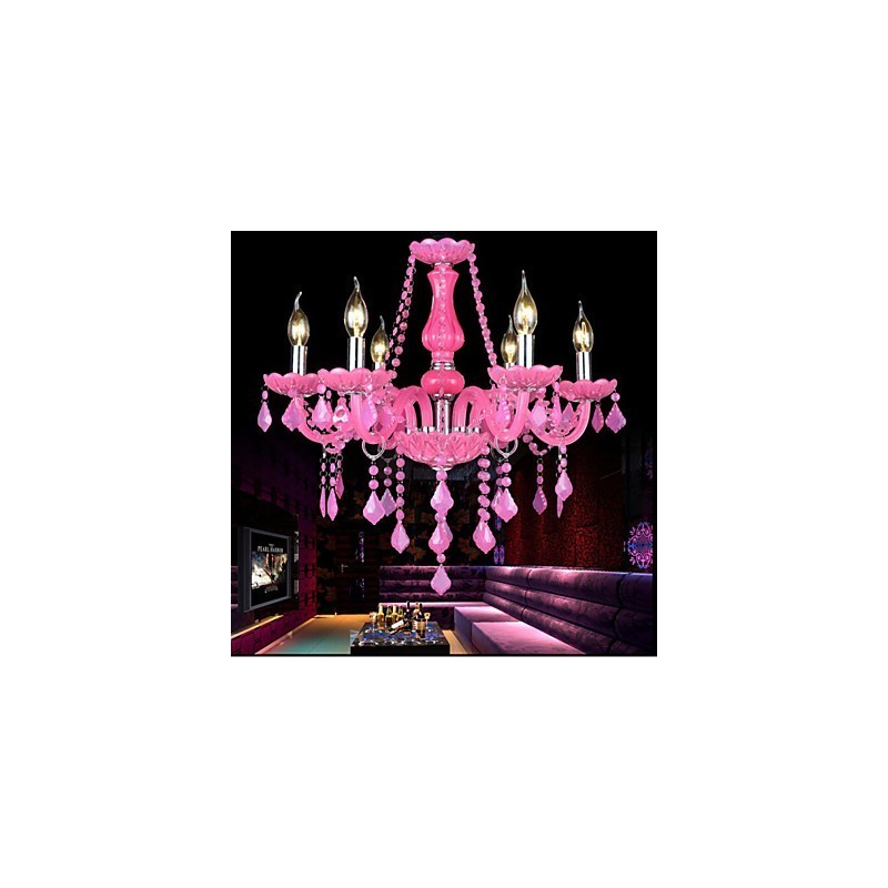 Lâmpada de café Projeto Light Candle Cristal Luminária Pendente Rosa
