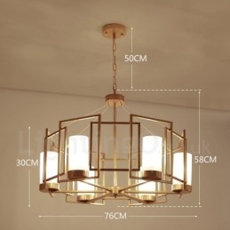 Luminária pendente moderna contemporânea de latão com 6 luzes e cúpula de vidro