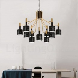 Lustre moderno contemporâneo de aço de 12 luzes com cúpula de aço