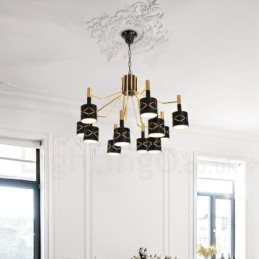 Lustre moderno contemporâneo de aço de 12 luzes com cúpula de aço