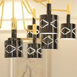 Lustre moderno contemporâneo de aço de 12 luzes com cúpula de aço